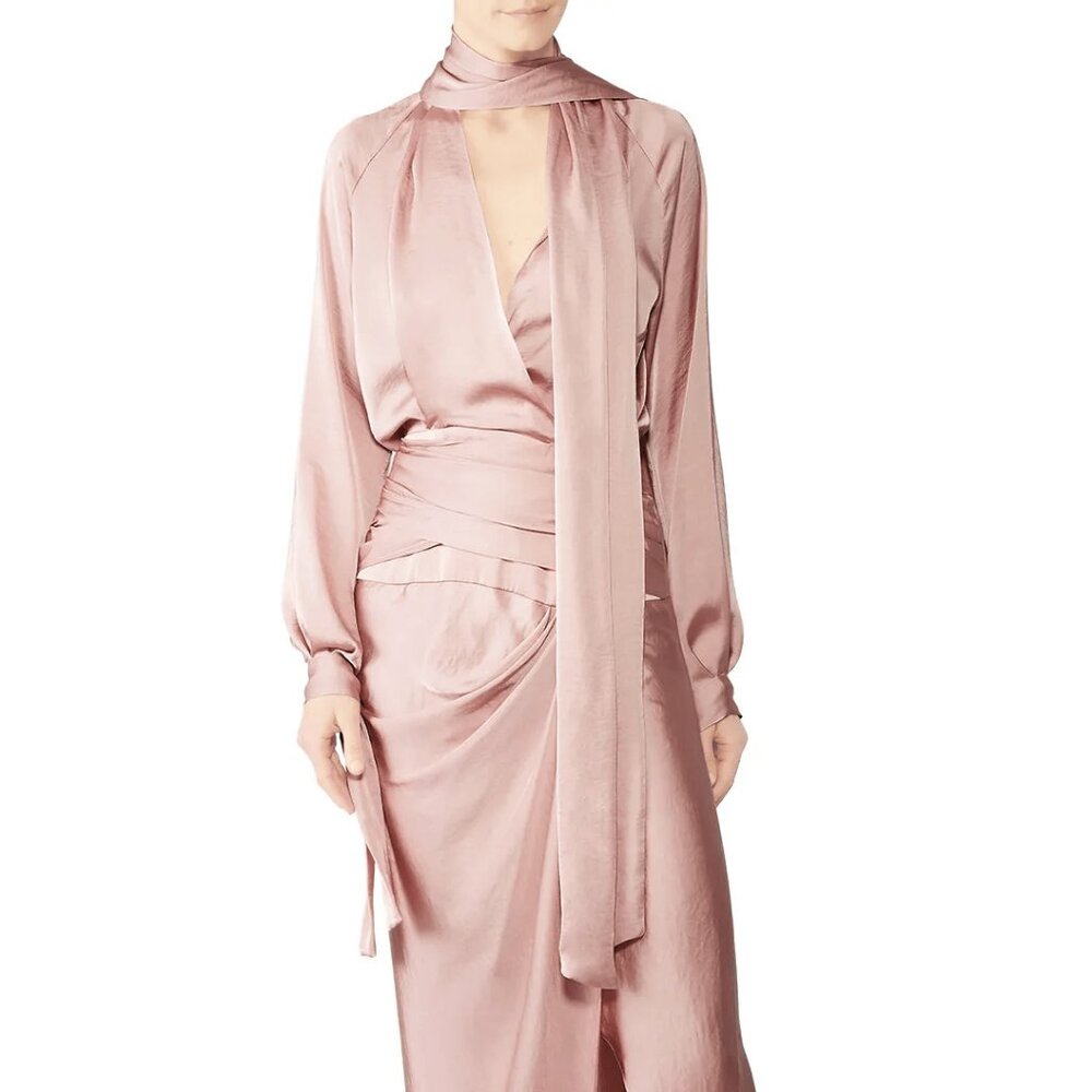 Juan Carlos Obando Mauve Satin Wrap Dress Size 0